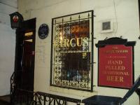 the entrance to circus tavern. this may give you an idea of the size of the tiny pub which was so good.