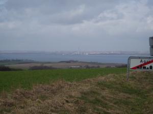 it is studstrup right across the water. that's where we live. the power station is right in the middle of the picture.