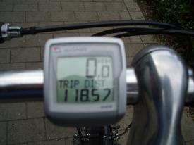 Beviset - speedometret med de 118,57 km.